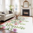 thumbnail image 3 of Pink Green Spring Area Rug 6x9 Washable Rug Non Slip Floral Eucalyptus Leaves Watercolor Plant Large Area Rug Soft Stainresistant Indoor Floor Carpet for Living Room Bedroom Home Office Dining Room, 3 of 8