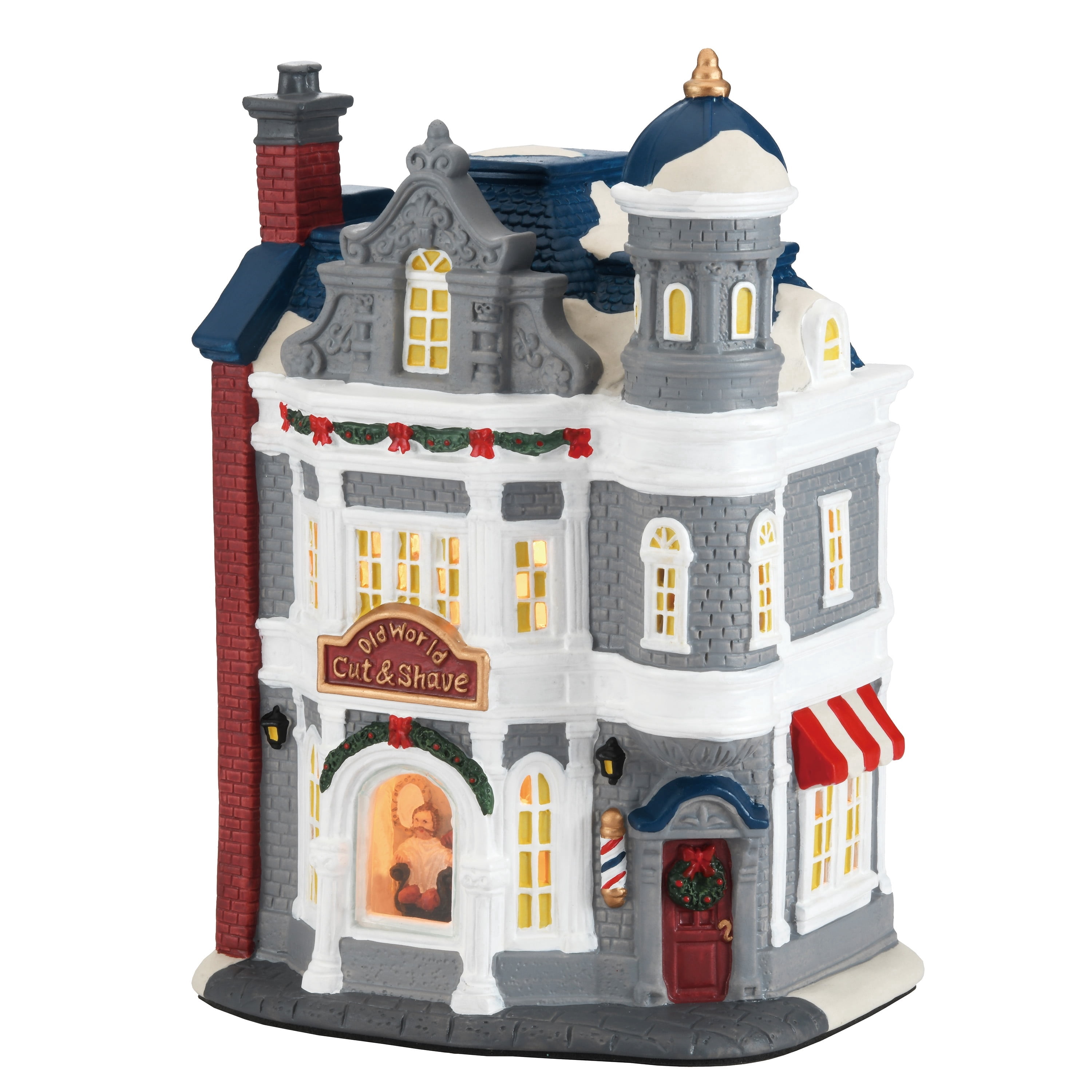 Light-Up Christmas Village Cut and Shave Store, Multicolor, 9.62", by Holiday Time