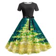 thumbnail image 1 of Robes pour Femmes 2024 Été Surdimensionnée Décontractée à Imprimé Floral à Manches Courtes à Col Rond Robe Longueur Genou Rabais de 50 % Liquidation!, 1 of 3