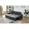 thumbnail image 2 of Pemberly Row Velvet Reversible Sleeper Sectional With USB in Gray, 2 of 11