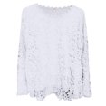 thumbnail image 4 of Womens Lace Trim Tops Solid Long Sleeve Crew Neck Relax Fit T Shirts Double-Layer Y2K Fall Summer Fashion Blouse 2025, 4 of 4