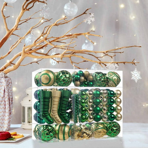 Christmas Ornaments,150 Pieces Christmas Balls Set,Electroplated Natural Style Decor, for Christmas Tree Thanksgiving Party Decoration,G