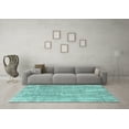 thumbnail image 3 of Ahgly Company Machine Washable Indoor Rectangle Solid Turquoise Blue Modern Area Rugs, 4' x 6', 3 of 4