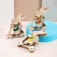 thumbnail image 5 of Dreamyjuly Wooden Easter Ornaments Cute Riding Bunny with Basket, Animal Wooden Handicraft for Holiday Tree Decor, Handmade Craft For, Green, 5 of 8