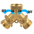 thumbnail image 2 of Brass Garden Hose Splitter (2 Way), Solid Brass Hose Y Splitter 2 Valves, 2 of 7
