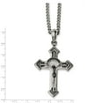 thumbnail image 3 of Stainless Steel Antiqued & Polished Crucifix 24in Necklace; 24 inch; Lobster (Fancy) Clasp; for Adults and Teens; for Women and Men, 3 of 3