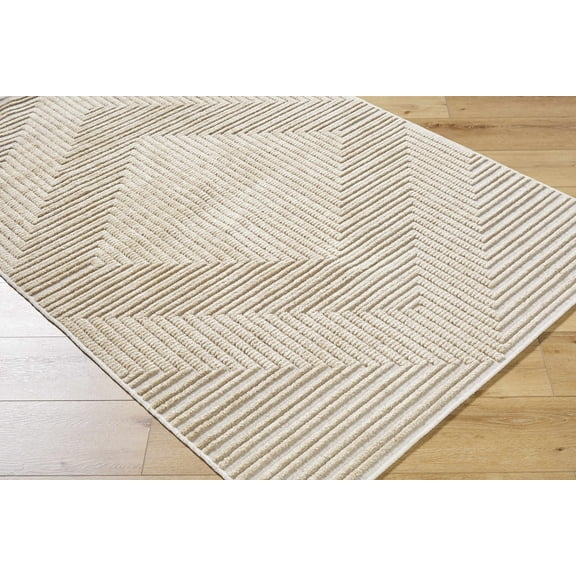 Hauteloom Briana Living Room, Bedroom Machine Washable Area Rug - Contemporary - Beige, Light Brown - 2' x 2'10"
