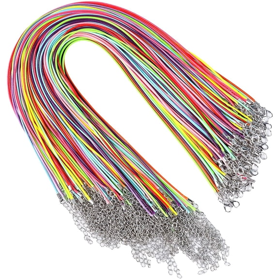 Necklace Cord, 100pcs Waxed Necklace Cord Bulk with Clasp Necklace Rope String for Necklace Bracelet Jewelry Making Acc