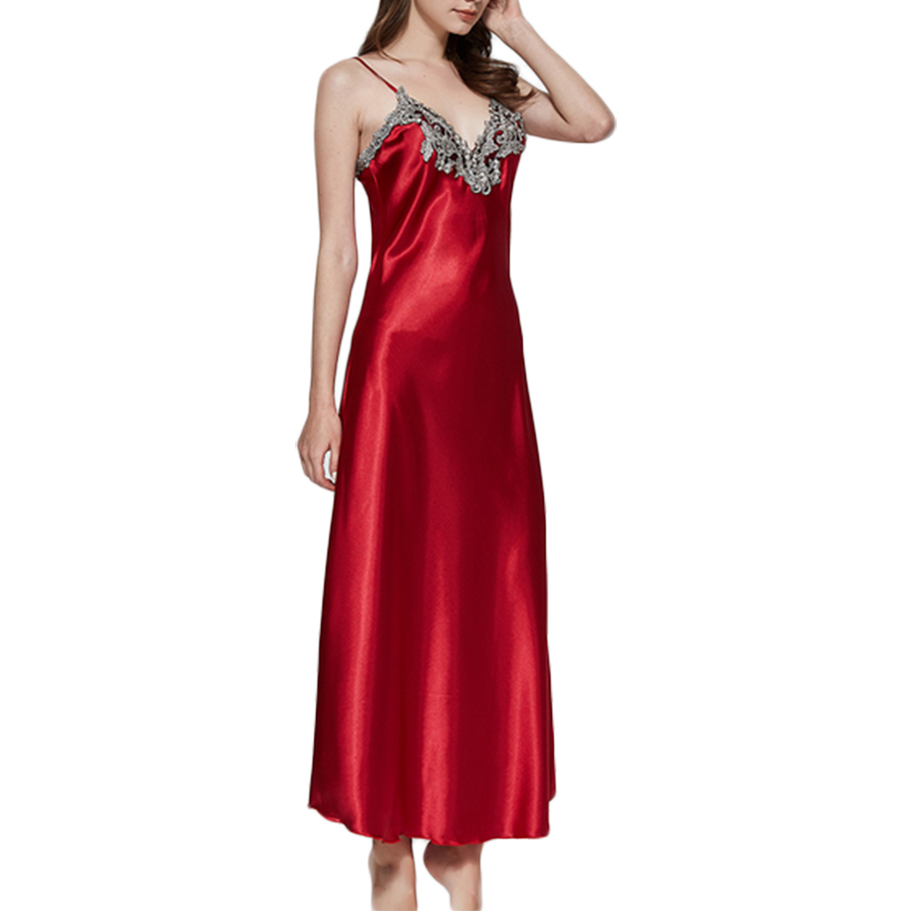 Women Sexy Sleepwear Nightgown Satin Silk Babydoll Lace Robes Night