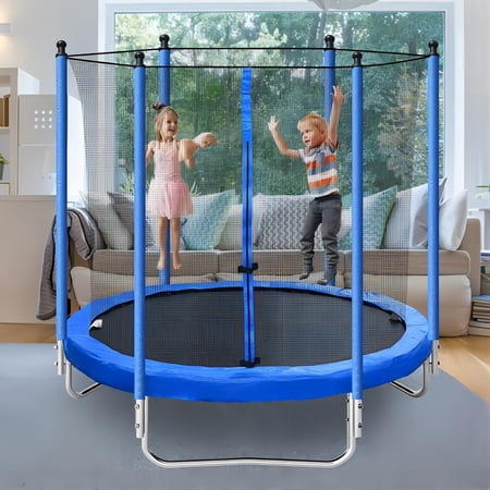 APETHS Trampoline for Kids  Outdoor Recreational Trampoline with Safety Enclosure Net  99 lbs Weight Capacity 8FT Easy Assembly Trampoline with Steel Tube and Ladder