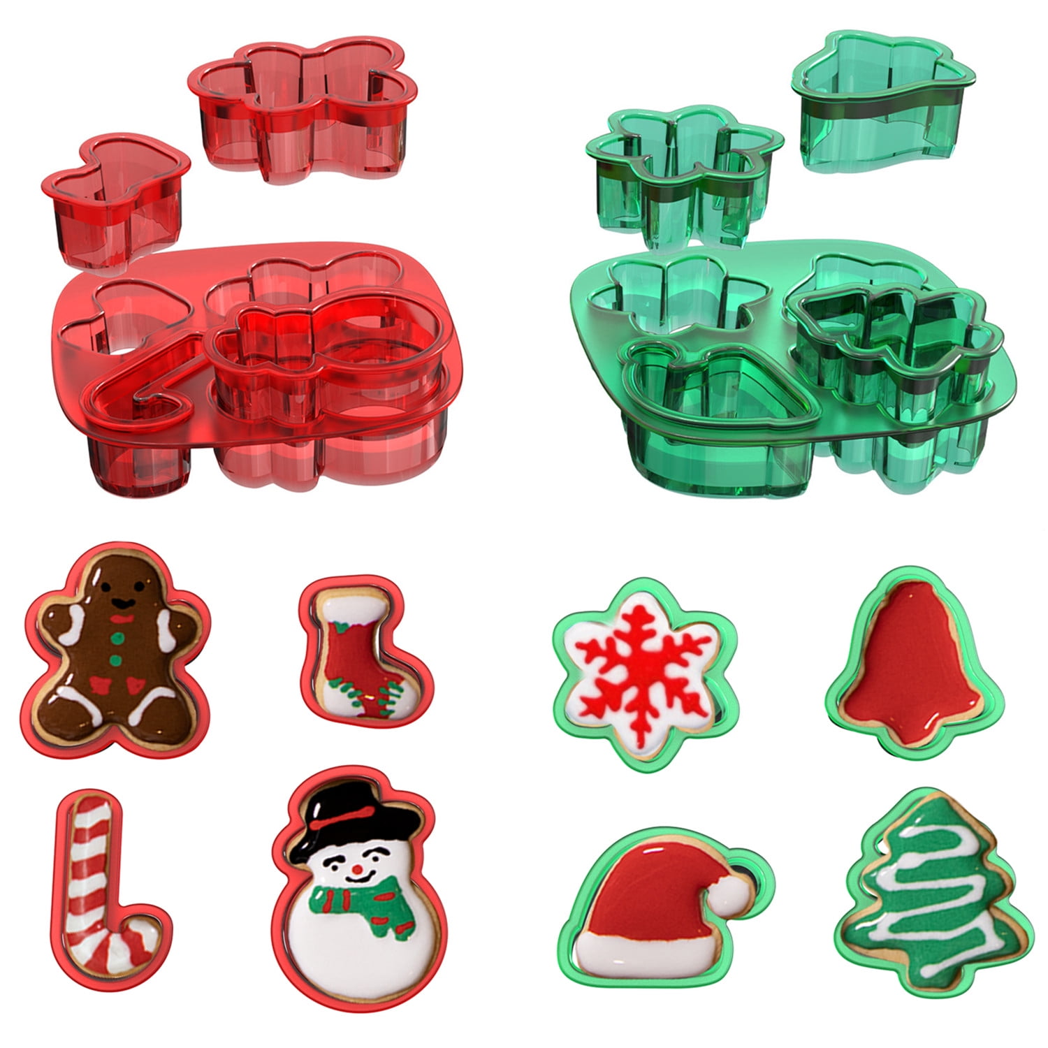 Christmas Cookie Cutters Set 8 Pieces, Mini Holiday Cookie Molds Biscuit Fondant Cutter with 