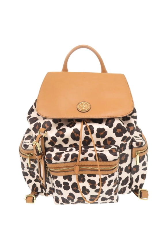 Pre-Owned Tory Burch Leopard Print PVC Multicolor Backpack Daypack 0911 (Good)