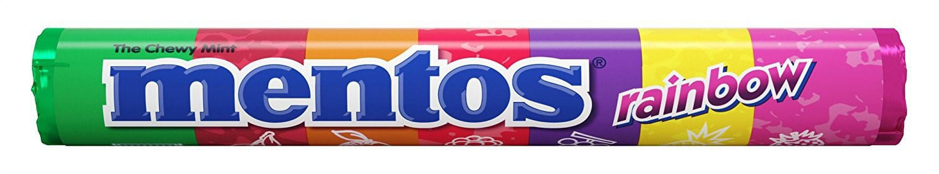 Mentos Chewy Mint Candy Roll, Rainbow, 1.32 oz Rolls (Bulk Box of 15)