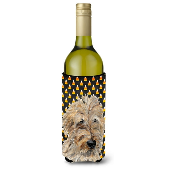 Golden Doodle 2 Candy Corn Halloween Wine Bottle Hugger