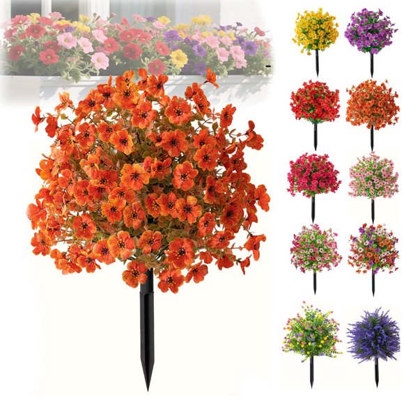 Fleurs Artificielles et Résistantes aux UV avec Piquet de Sol, Plantes à Faux Piquet pour l'Extérieur et l'Intérieur pour Pelouse, Cour, Jardin et Décoration de la Maison