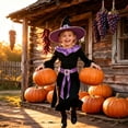 thumbnail image 5 of REDARER Classic Witch Cosplay Set FlaredâSleeve Dress with Matching Pointed Hat Cosplay Outfit for Halloween Themed Play Holiday Masquerade Gathering School Drama Act,4-6 Years, 5 of 6