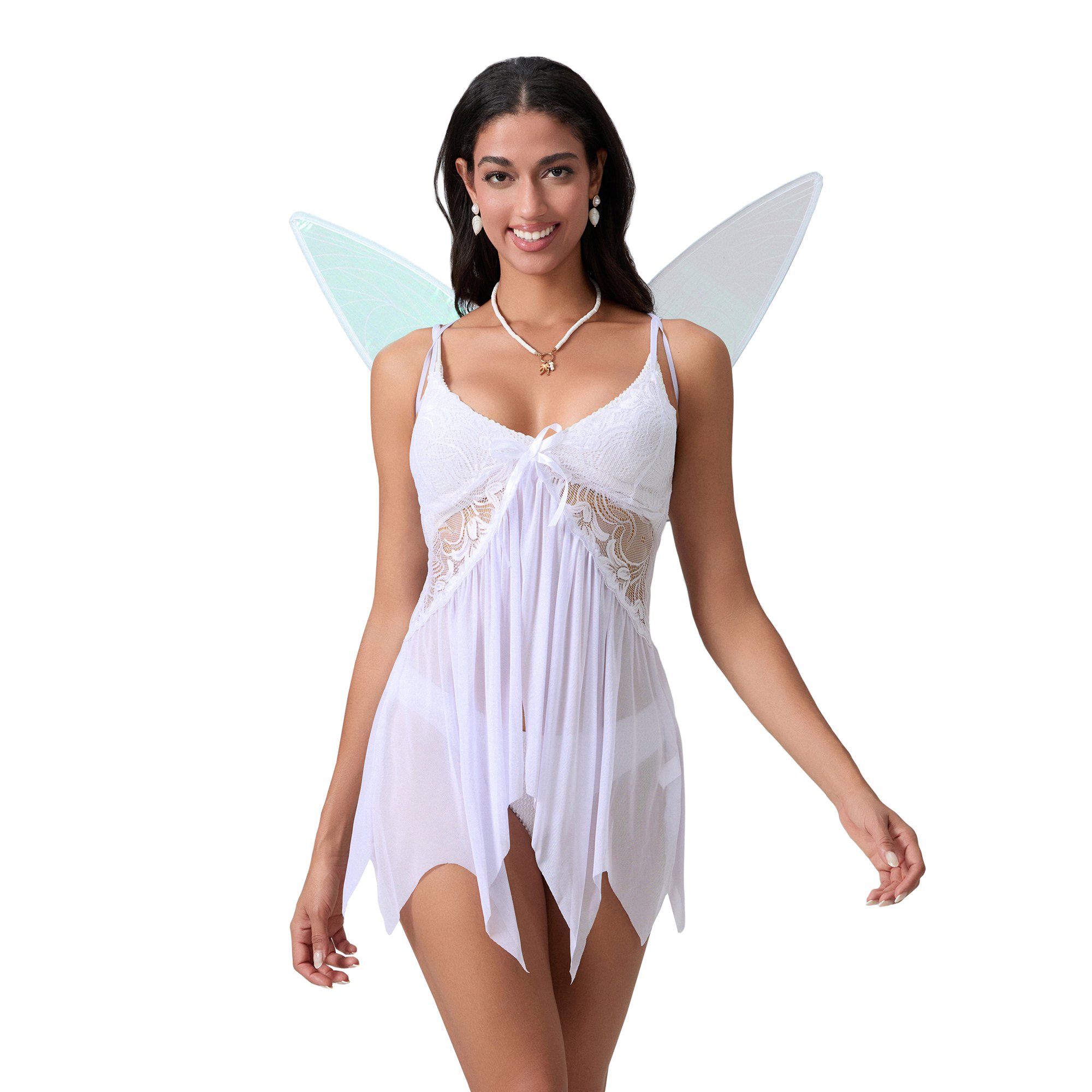 Gupgi Women Halloween Fairy Costume, Spaghetti Strap V Neck Low Cut Lace  Sheer Mini Dress with Butterfly Wing - Walmart.ca