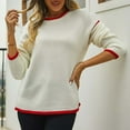 thumbnail image 2 of Giftesty Sweaters for Women Plus Size Women's Casual Fashion Color Contrast Knitted Pullover Long Sleeve Round-Neck Sweater, 2 of 8