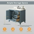 thumbnail image 6 of Deluxe Living 43" Bathroom Vanity with Marble Top, Fully-Assembled vanity with Ceramic Sink,Solid Wood Frame, Steel Blue, 6 of 7