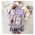 thumbnail image 3 of Backpacks for School, High School Backpack, Backpack with Cute Pin Accessories Plush Pendant, Aesthetic Cute Adorable Lovely with Pin and Cute Accessory, Purple, 3 of 6