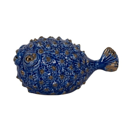 Sagebrook Home Whimsical Ceramic Pufferfish Figurine, Intricate Detailing, Perfect for Coastal Chic Decor Enthusiasts