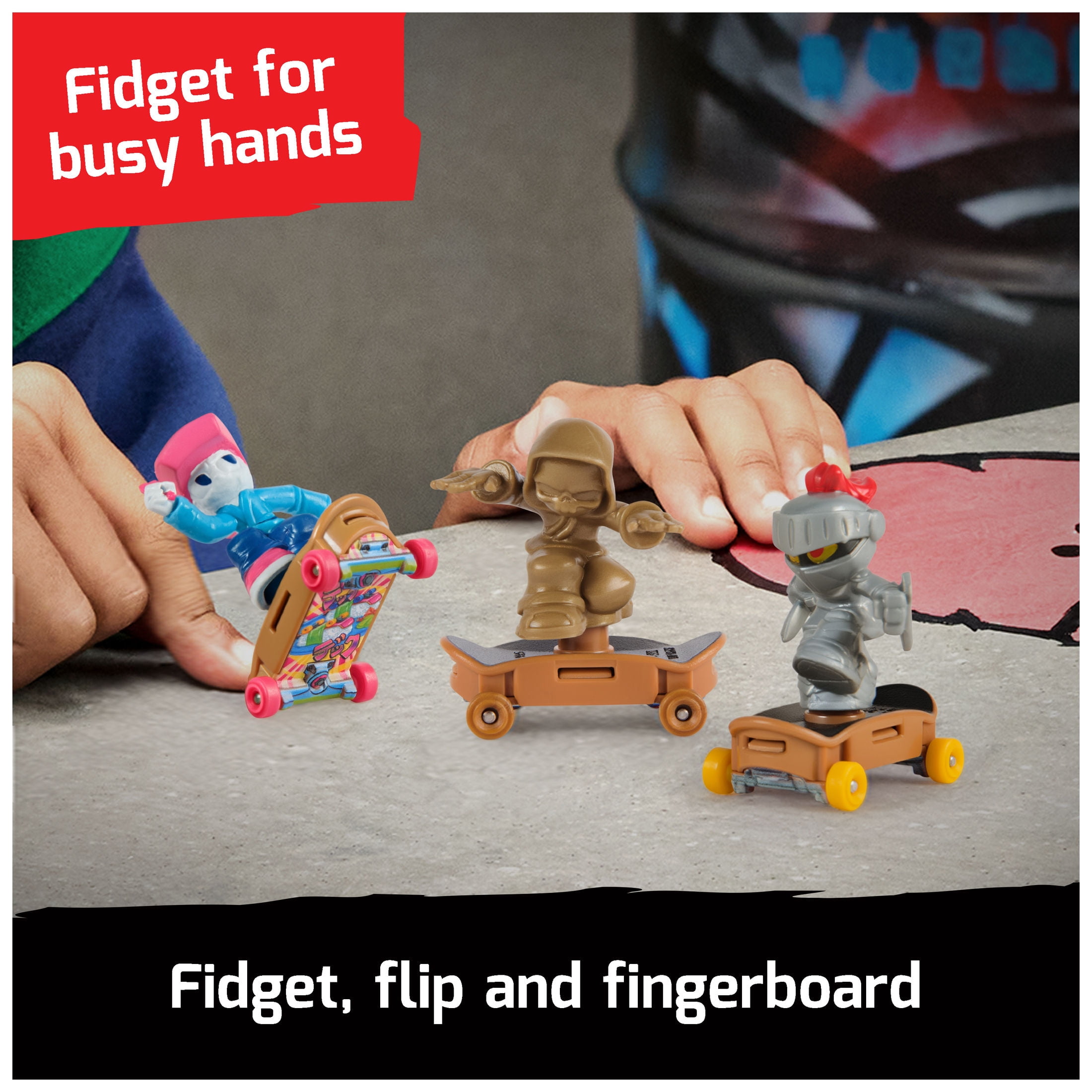Tech Deck Free Riders 4-Pack Fingerboard and Fidget Toy Set for Kids 6 and up