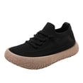 thumbnail image 2 of Women Breathable Knit Slip On Sneakers, Lace Up Walking Shoes, Lightweight Thick Platform Non Slip Comfort Casual Running Trainers Black 8.5(41), 2 of 8