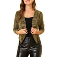 thumbnail image 5 of INSPIRE CHIC Women's Sparkle Long Sleeve Draped Collar Cropped Cardigan L Gold, 5 of 7