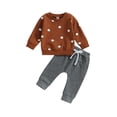 thumbnail image 1 of SUNSIOM Infant Baby Halloween Clothes Pumpkin Print Long Sleeve Sweatshirt Tops Solid Color Pants Set Fall 2Pcs Outfit, 1 of 9