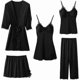 thumbnail image 1 of Women's Silk Satin Pajamas Set 5 Pcs Sleepwear Nightgown Cami Shorts Pj Set With Robe And Pant, 1 of 5