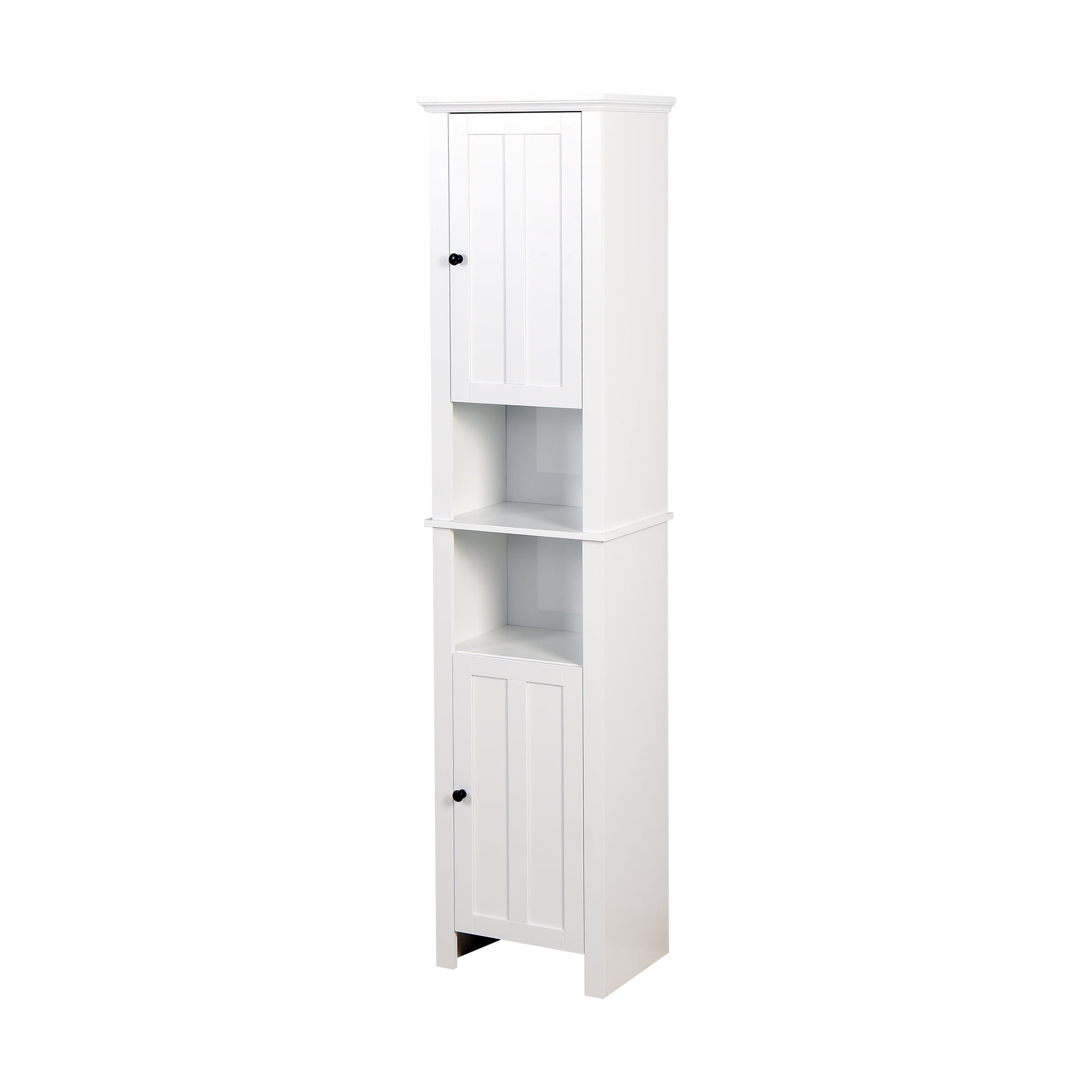 Noble House 66.93" Bathroom Floor Storage Cabinet with Adjustable Shelves, White