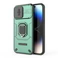 thumbnail image 2 of Compatible with iPhone 16 Plus Stand Case with Slide Camera Cover Military Grade Heavy Duty Rugged Anti-fall Shockproof Protection Built-in Ring Kickstand Hard Back Case Cover,Green, 2 of 7
