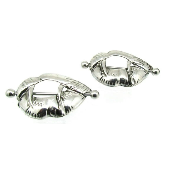 Nipple Ring Bars Saber tooth love bite Steel Barbell  Pair 14g