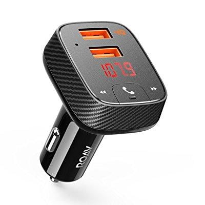 anker roav smartcharge car kit f2, wireless in-car fm transmitter radio adapter, bluetooth 4.2 receiver, car locator, app support, dual-usb car charger with power iq, aux output, usb drive mp3 (Best Fm Radio Receiver)