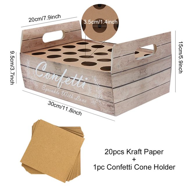 Bandeja de papel Kraft para boda, soporte de cono de confeti, bandeja, decoración rústica para boda, conos de confeti para boda, juego de conos para boda, suministro Tan Jianjun unisex
