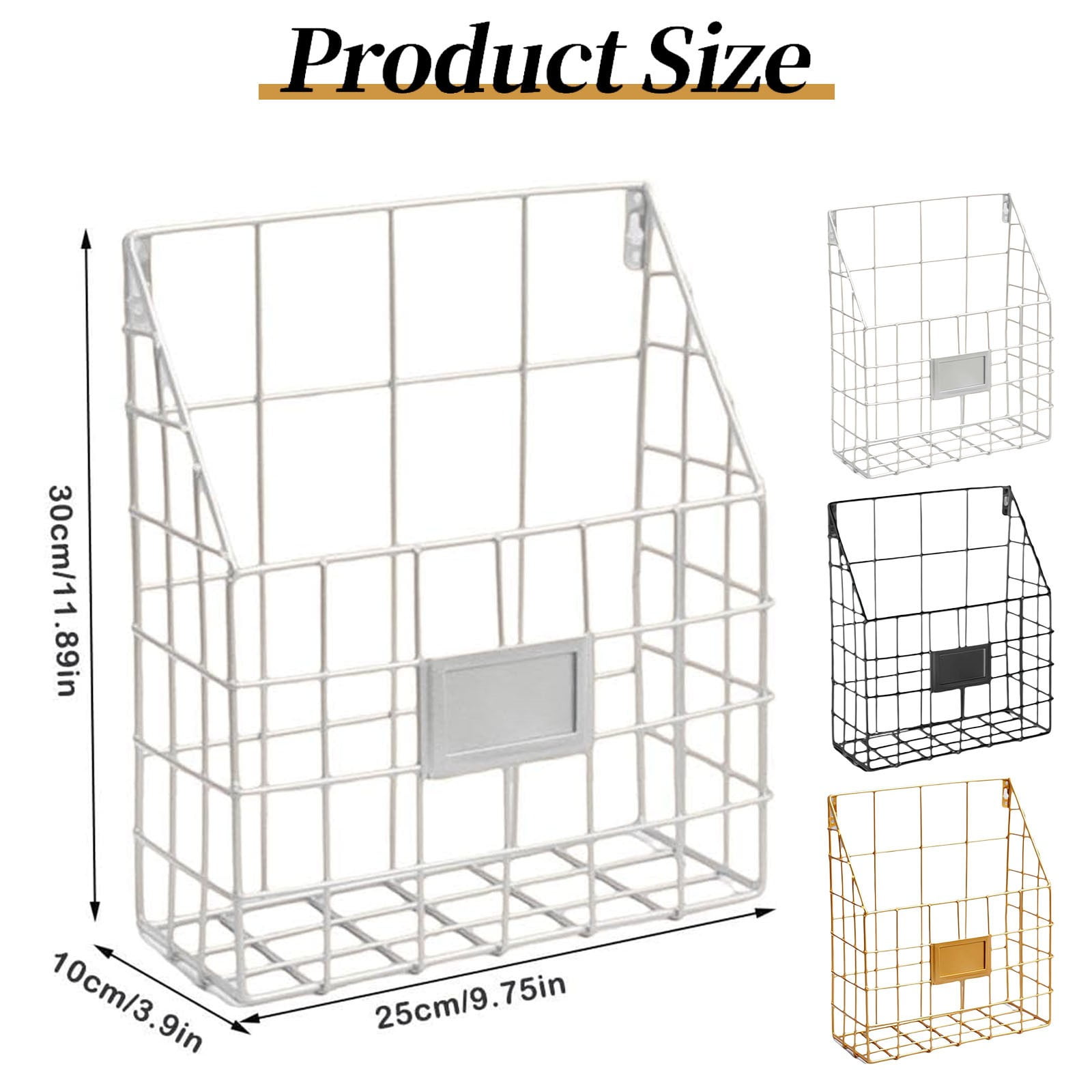1Pc Storage Rack,Wall Rack Punch Free White,Wall Mounted Magazine Holder Wall File Organizer Mesh Hanging File Organizer Hanging Magazine Rack Metal Mail Organizer Storage Holder