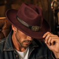 thumbnail image 6 of Cowboy Hat for Men Western Hat for Women Cowboy Felt Hat Adjustable Outdoor Hat with Buckle Belt,One Size, 6 of 7
