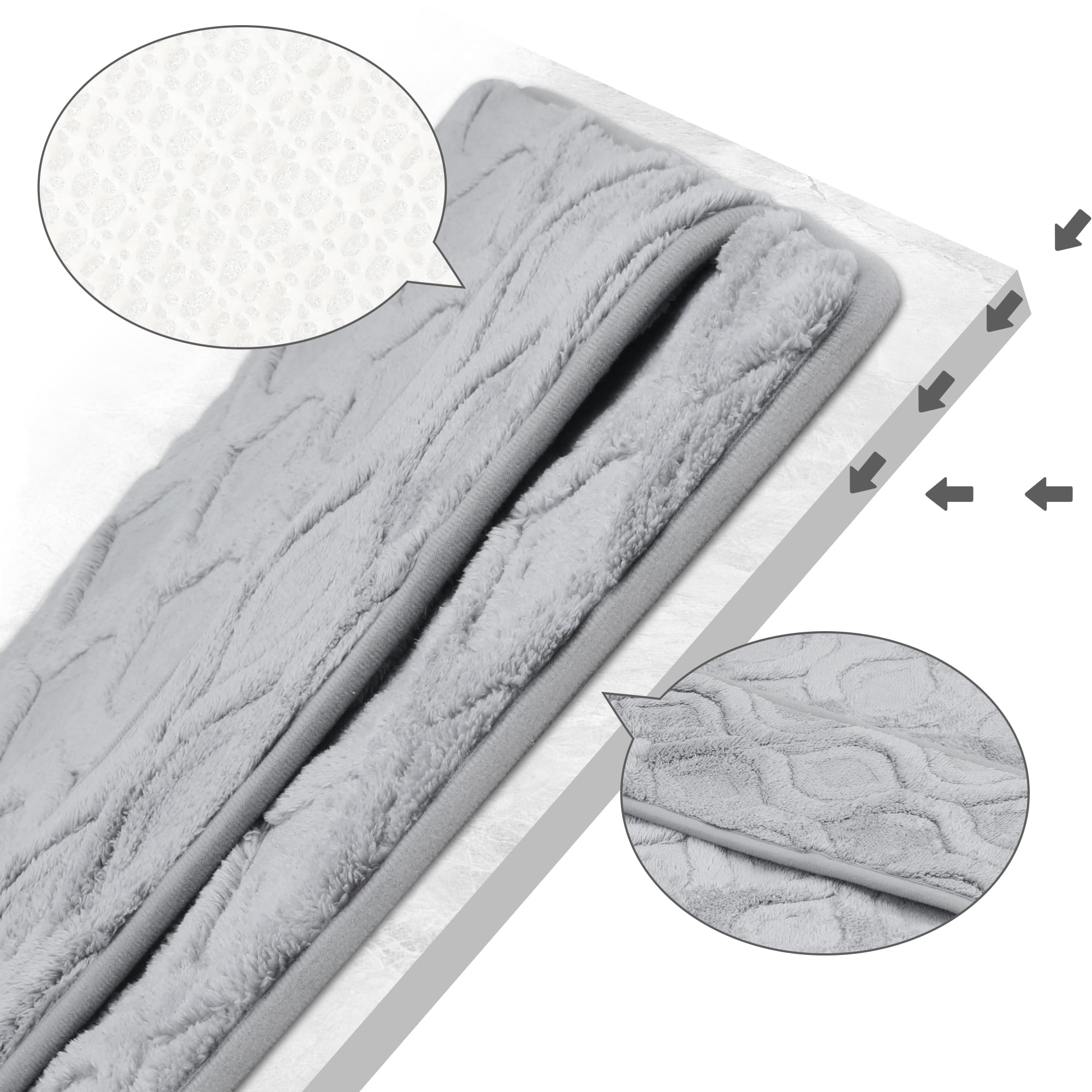 Unique Bargains Quick Dry Bath Mat Non Slip Washable Absorbent Rug Grey 24“ x 36"