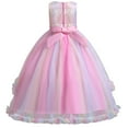 thumbnail image 3 of IBTOM CASTLE Flower Girl Princess Floral Boho Lace Embroidered Pageant Dresses for Kids Party Wedding Puffy Communion Maxi Gown 5-6 Years Rainbow Pink, 3 of 8