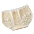 thumbnail image 2 of LYEAA Cute Underwear for Women Briefs Cotton Mid Waisted Cool Breathable Comfort Solid Daily Panties Full Fashionable Underpants Beige M, 2 of 4