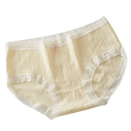 Kmdttou Seamless Underwear for Women s Cream Pants Sweet Girl Underwear Cotton Skin Friendly Breathable Bag High Elasticity Mid Waist Underwear For (Available in Plus Size)
