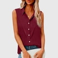 thumbnail image 2 of Kukoosong Women's Button Down Shirts Lapel Sleeveless Work Blouses Collared Tank Tops, 2 of 7