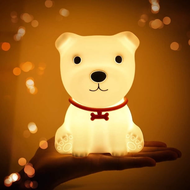 Luz nocturna para niños cachorros, lámparas de silicona, luz nocturna recargable con control de grifo, lámpara portátil para animales para pañales de bebé, enfermera, ayudante para dormir