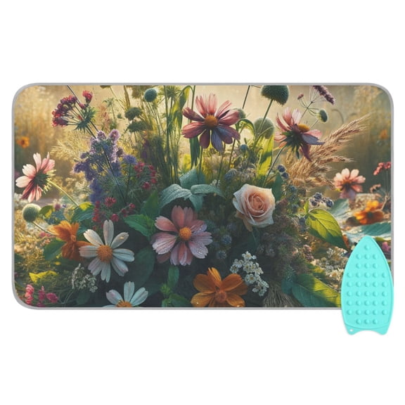Boho Wildflowers Herbs Floral Ironing Board Covers Heat Resistant Ironing Pad Mat Portable for Travel Washer Dryer Table