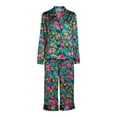 thumbnail image 4 of The Pioneer Woman Satin Notch Collar Top and Cropped Pants Pajama Set, Women’s, 2-Piece, 4 of 6