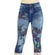 thumbnail image 4 of ICHUANYI Clearance Women's Imitation Denim Printed Leggings Capris High Waisted Elastic Pencil Capris(Light Blue, M) ICHUANYI WER2023080704615, 4 of 5