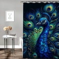 thumbnail image 2 of Awypu Vintage Peacock Feather Waterproof Shower Curtain for Bathroom Decoration, Various Sizes Available White, 2 of 7