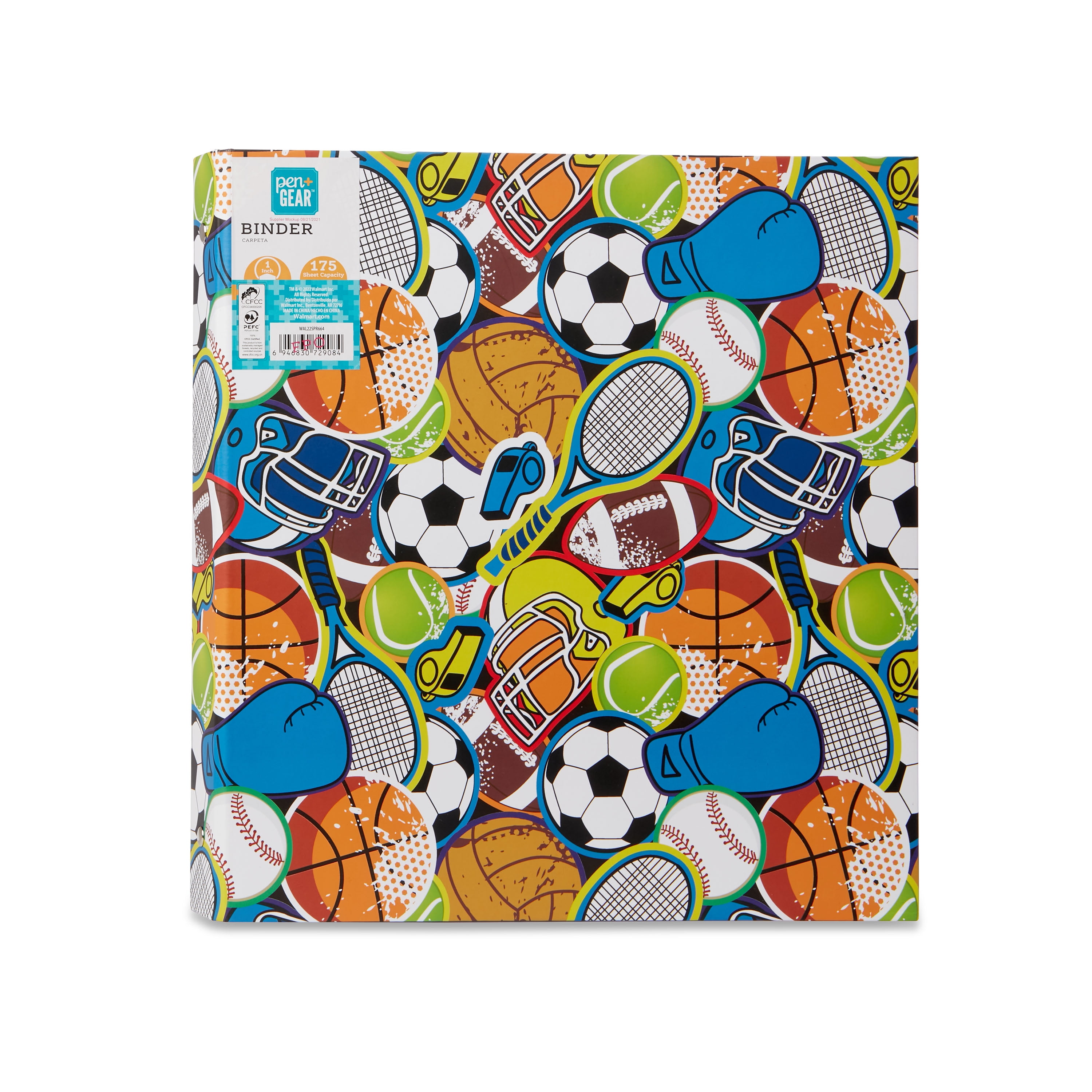 Pen+Gear Fashion Binder, 1' Round Ring , Sports