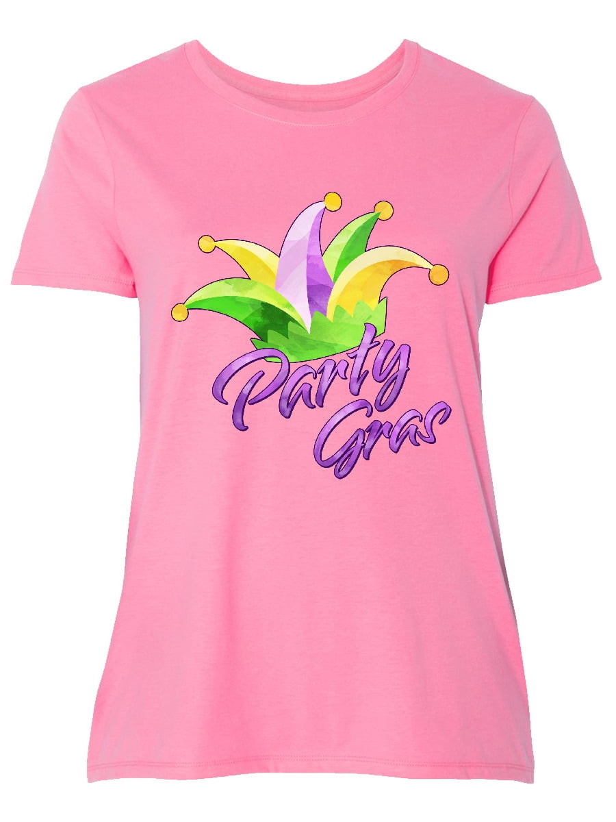 INKtastic - Party Gras Mardi Gras Jester Hat Women's Plus Size T-Shirt - Walmart.com - Walmart.com