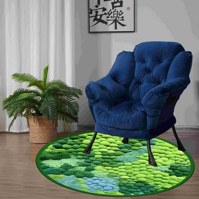Sentmoon Offres du Jour Liquidation Prime Tapis Rond Vert Mousse, Imitation, Tapis de Sol pour Chambre et Salon, Tapis de Sol Antidérapant pour Balcon, Couverture de Chevet pour Chambre Prime Day